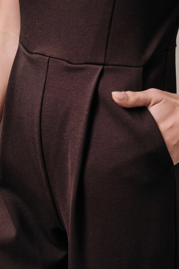 Split Neck Cap Sleeve Jumpsuit