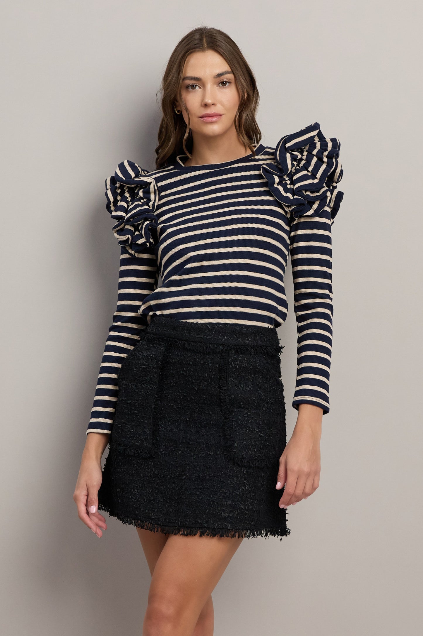 Ruffle Striped Top
