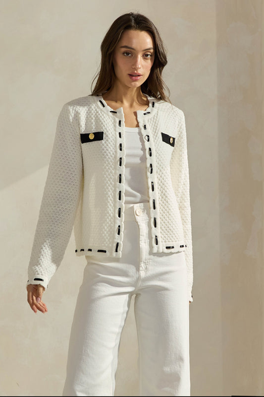 Contrast Trim Cardigan
