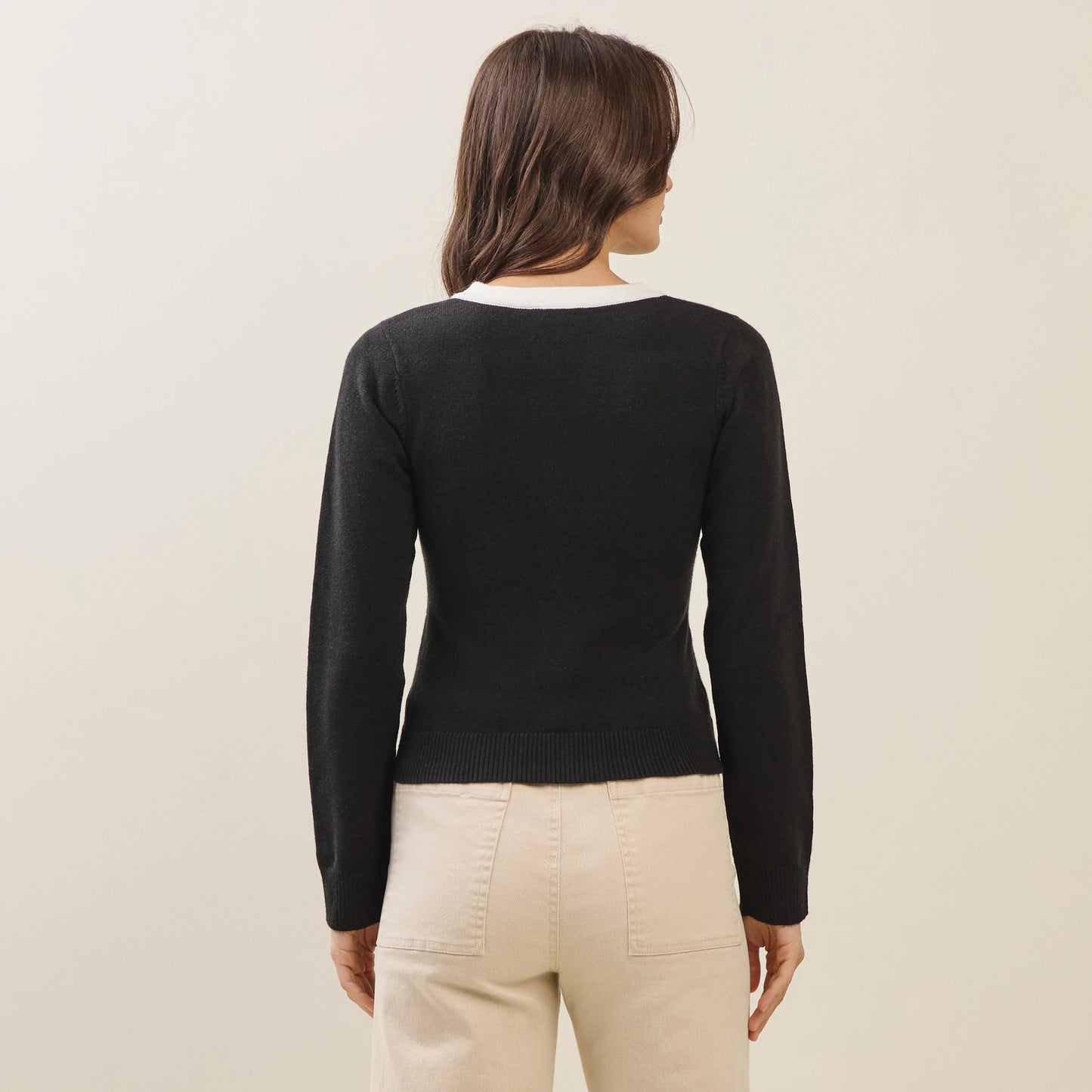 Contrast Button Up Cardigan