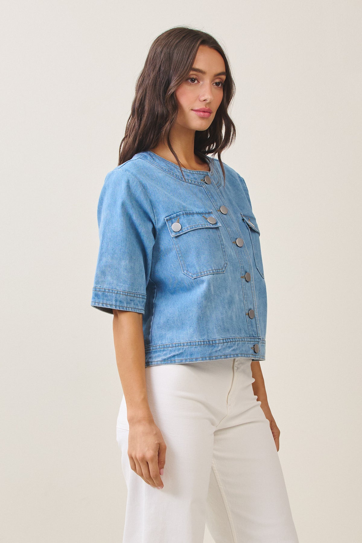 Half Sleeve Denim Jacket