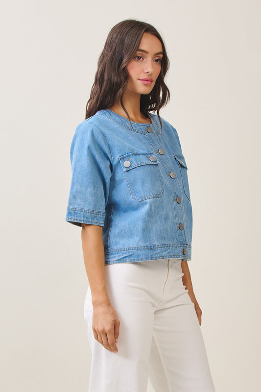 Half Sleeve Denim Jacket