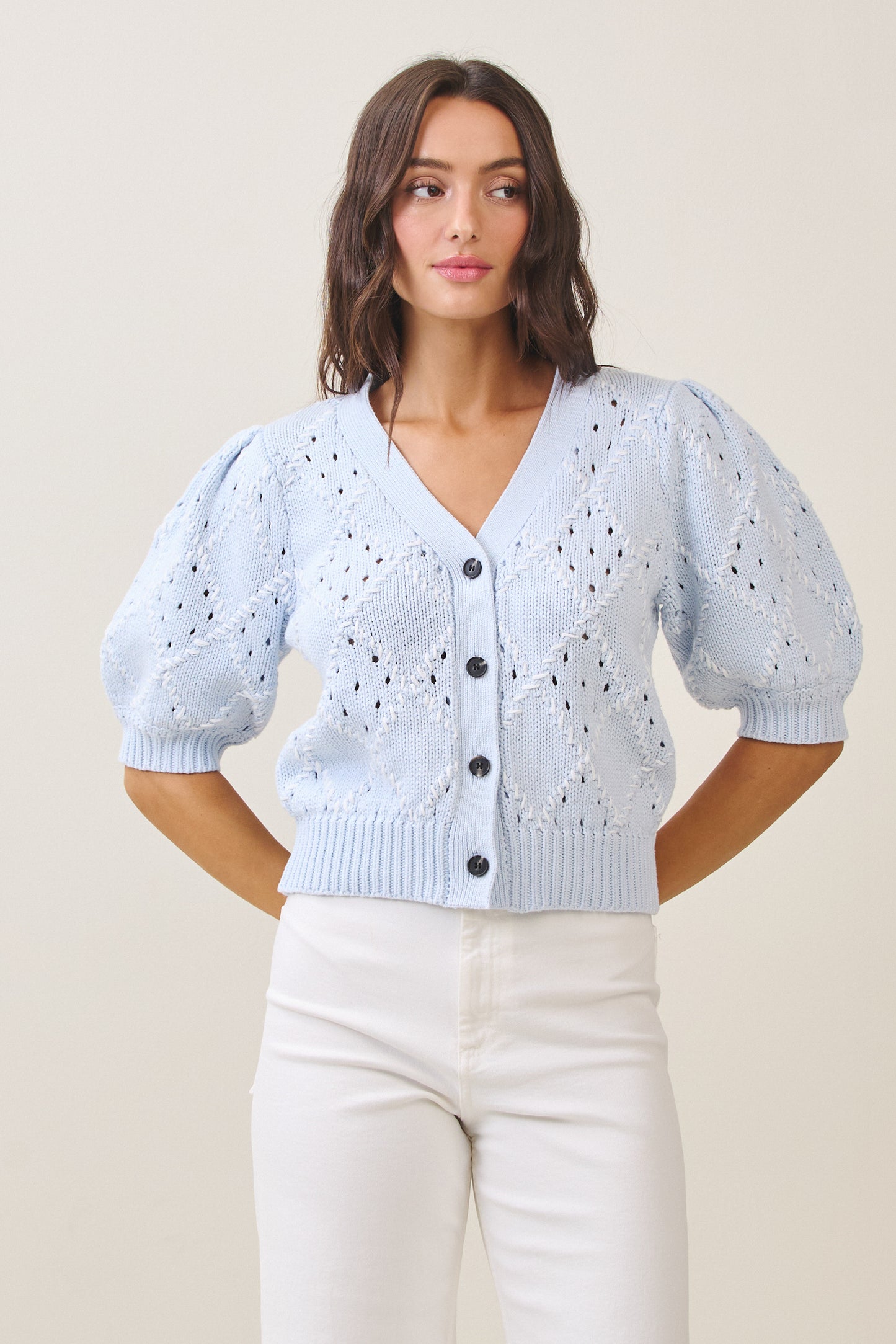 Diamond-Textured Cardigan