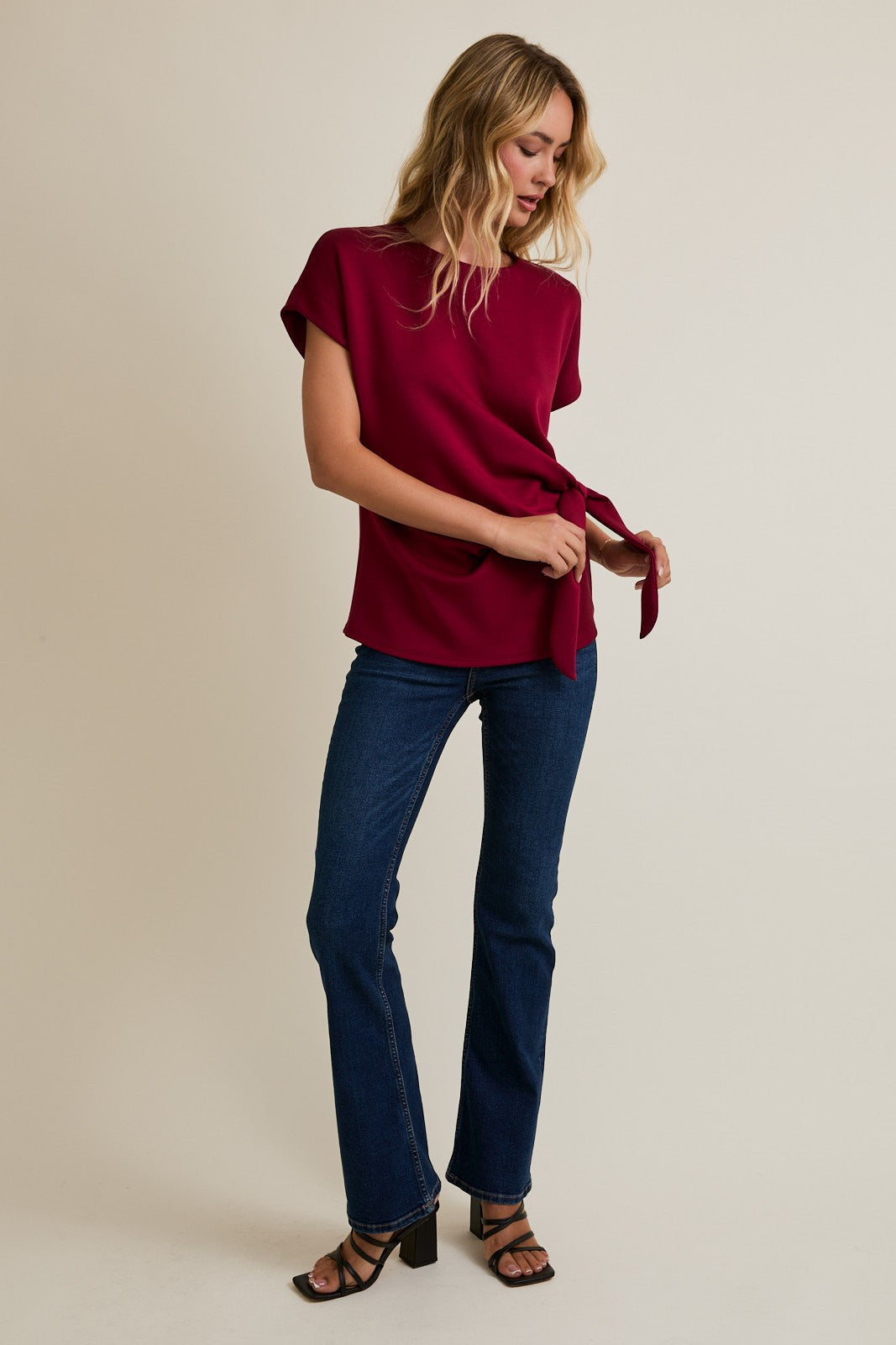 Front Tie Burgundy Top