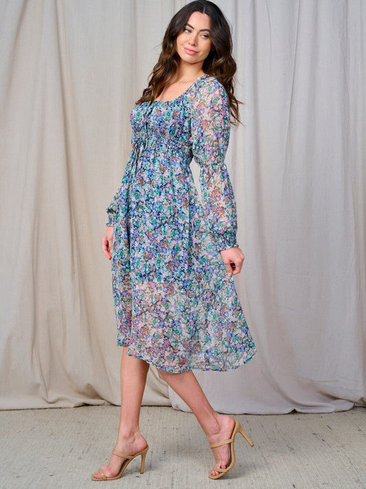 Elastic Waist Floral Dress