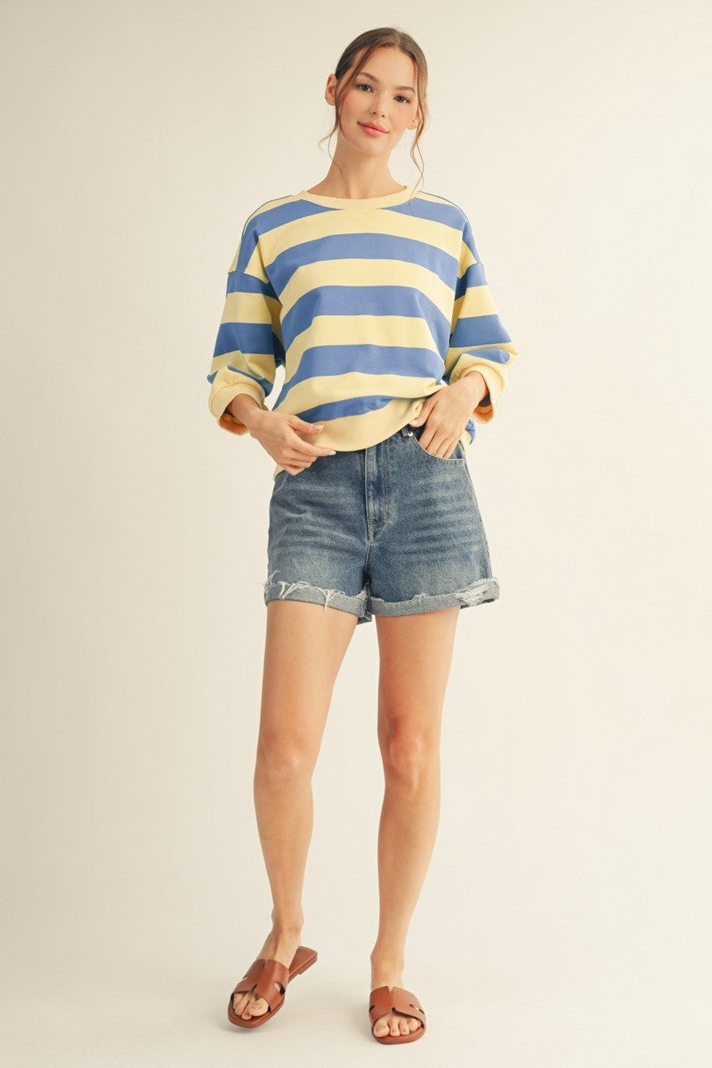 V-Notched Bold Stripe Top