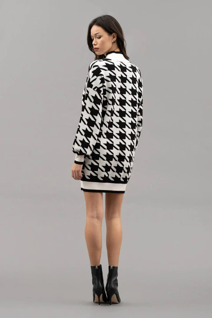Houndstooth Sweater Dress