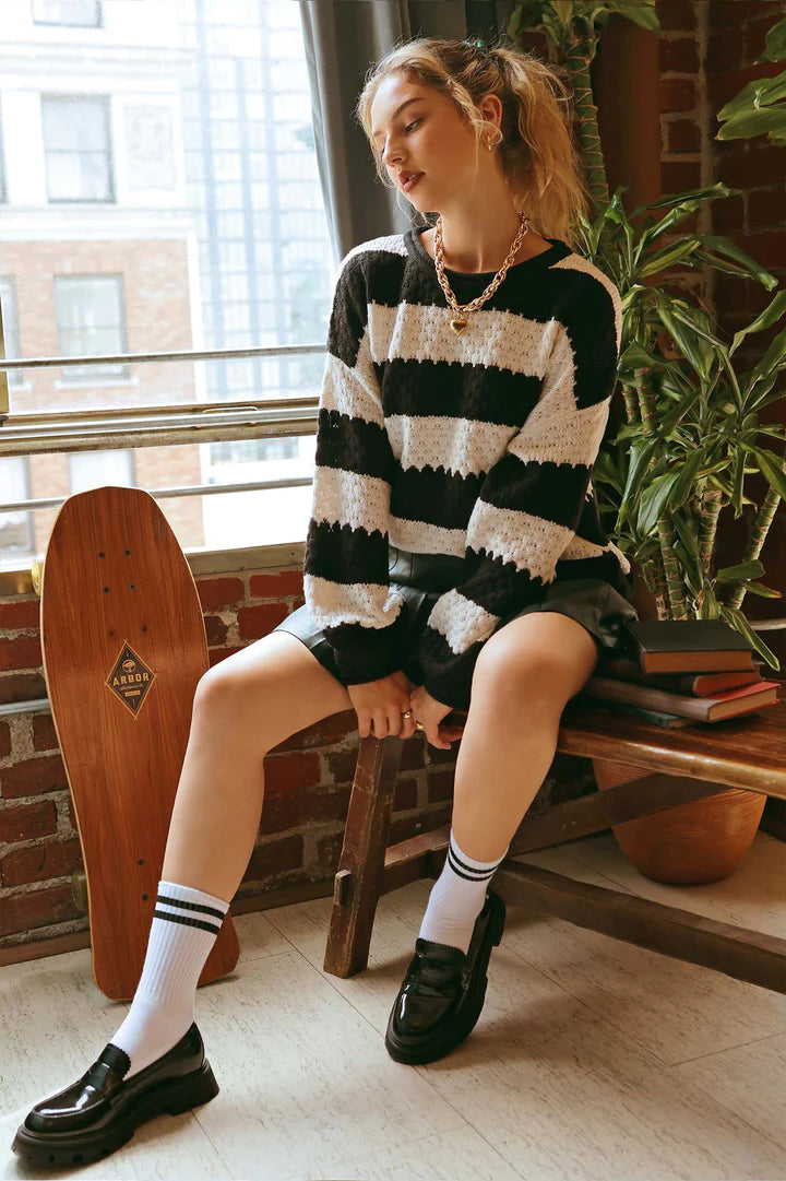 Striped Crew Sweater