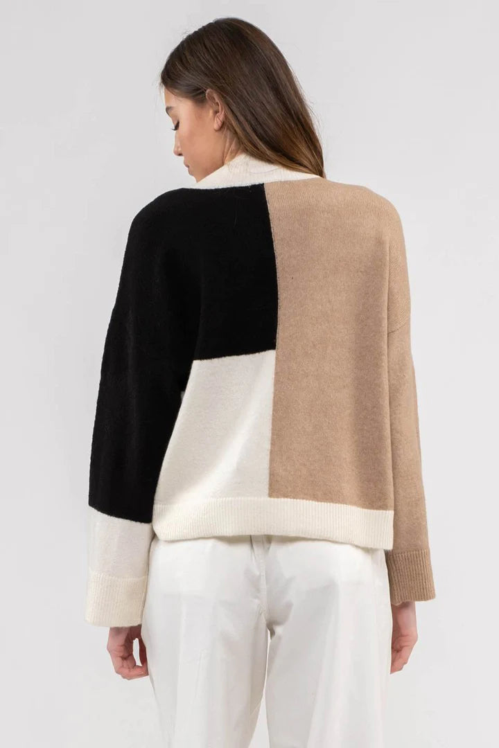 Mock Neck Colorblock Sweater