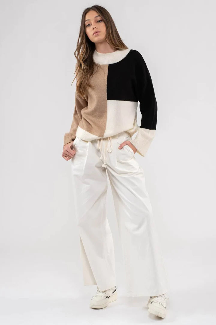 Mock Neck Colorblock Sweater