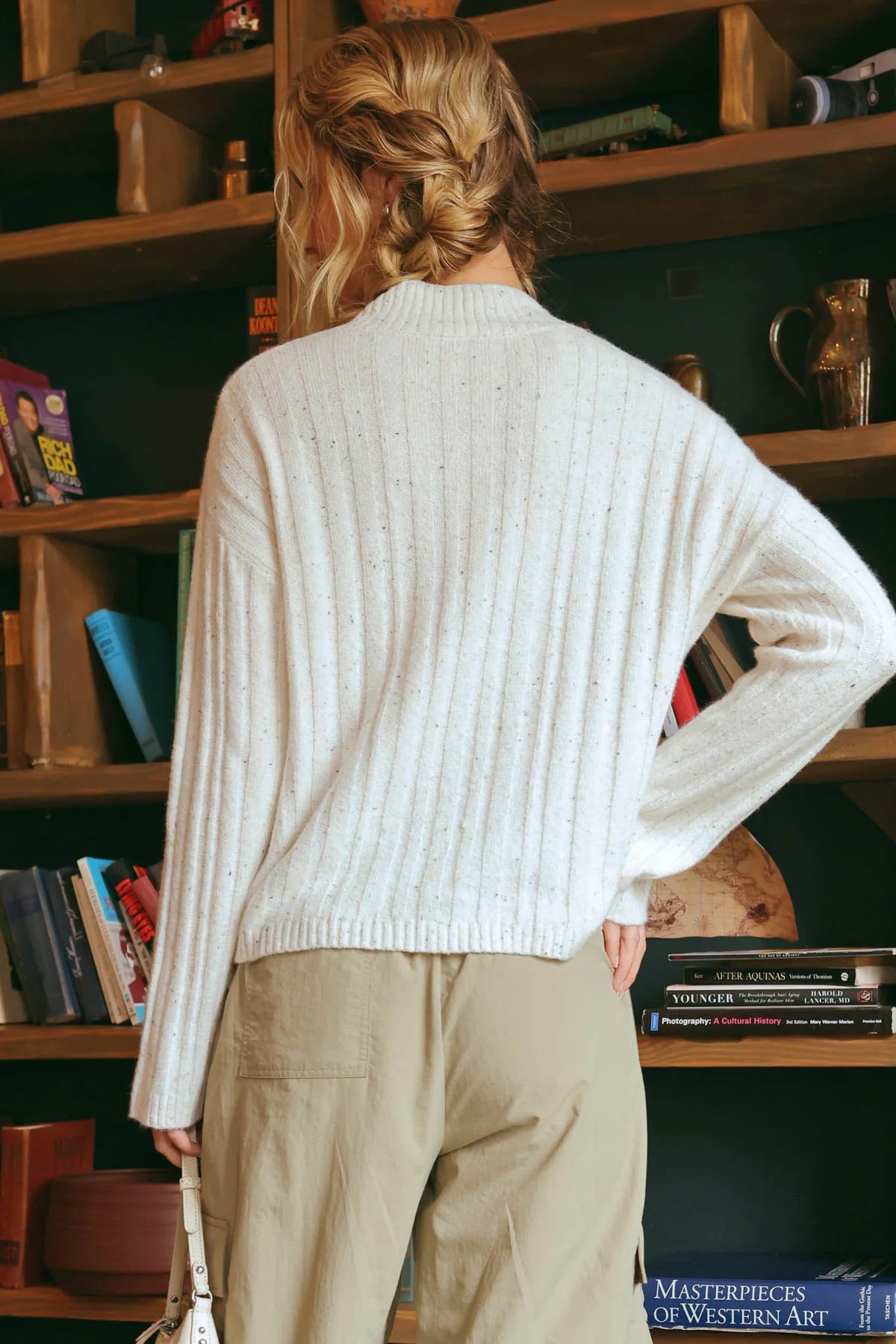Mock Neck Striped Sweater