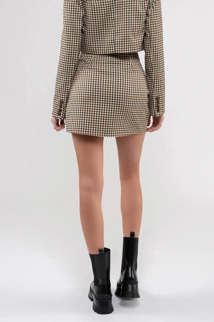 Plaid Button Down Mini Skirt