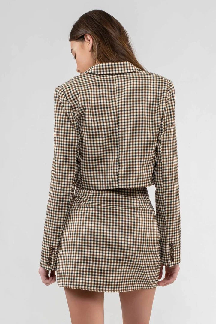 Plaid Button Blazer