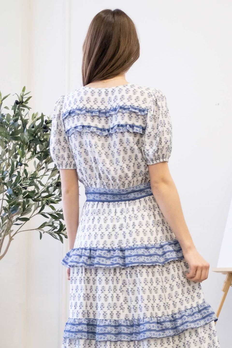 Front Tie Button Up Puff Sleeve Crop Top