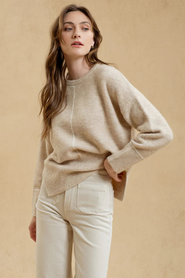 Contrast Hem Pullover Sweater
