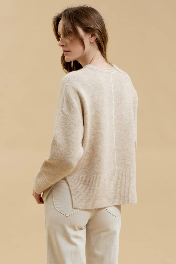 Contrast Hem Pullover Sweater