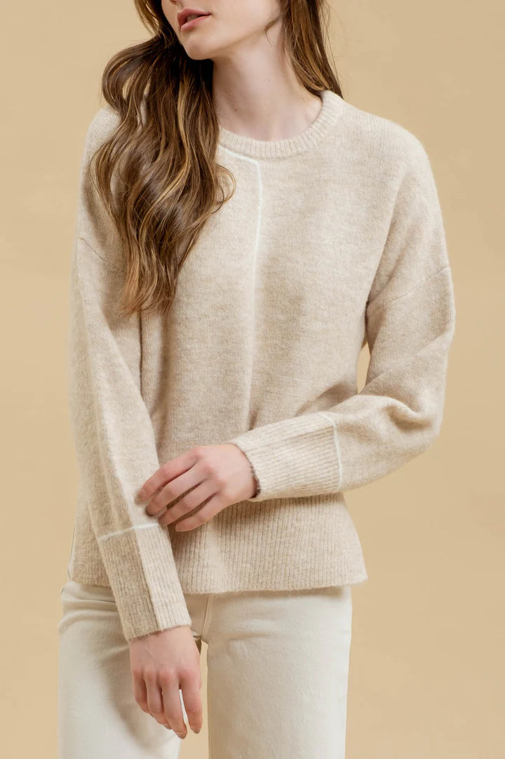 Contrast Hem Pullover Sweater