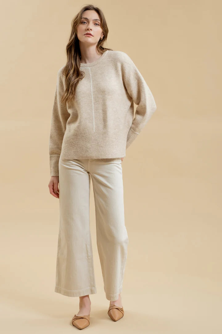 Contrast Hem Pullover Sweater