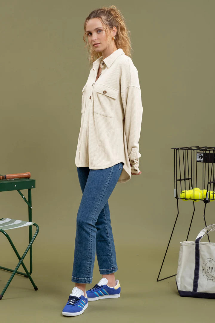 Half Button Side Pocket Top