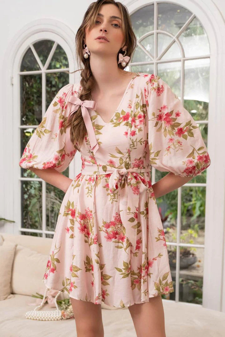 Peasant Sleeve Floral Dress