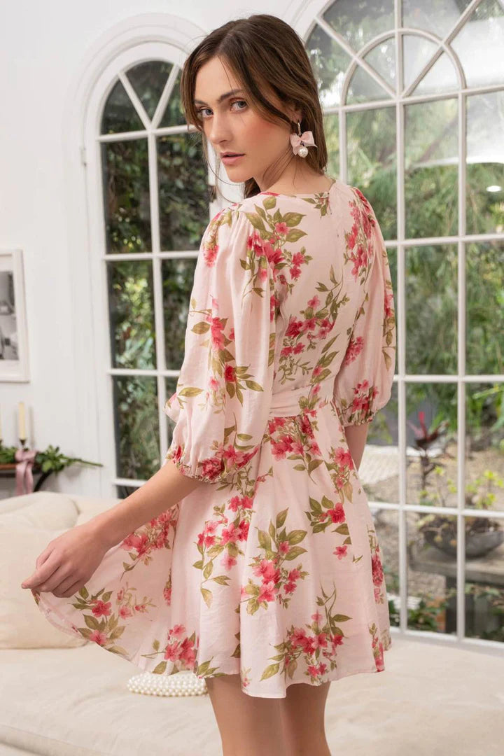 Peasant Sleeve Floral Dress