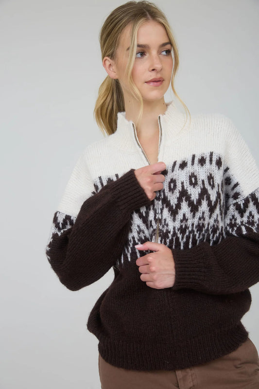 Fair Isle Half Zip Sweater