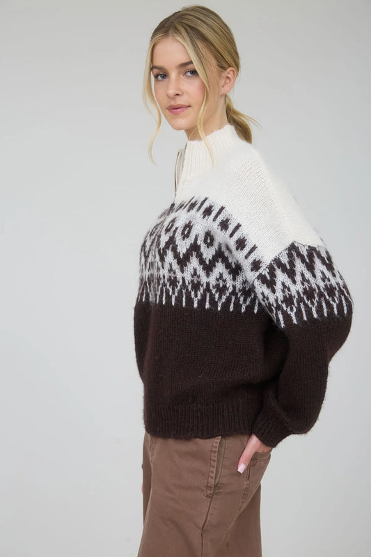 Fair Isle Half Zip Sweater