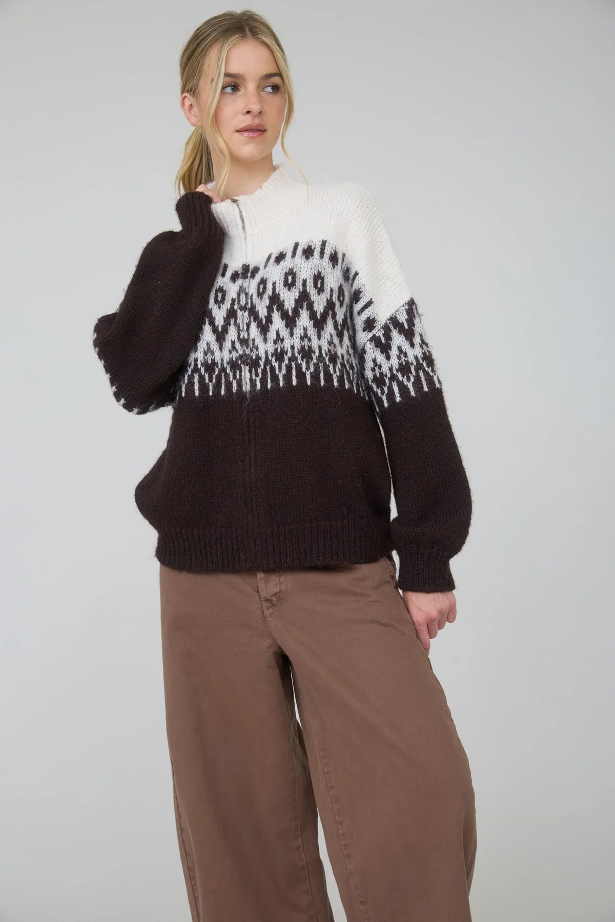 Fair Isle Half Zip Sweater
