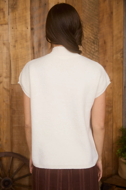 Contrast Floral Detail Sweater - Cream