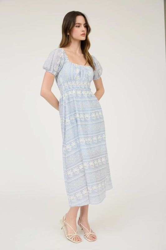 Floral Embroidery Pattern Dress