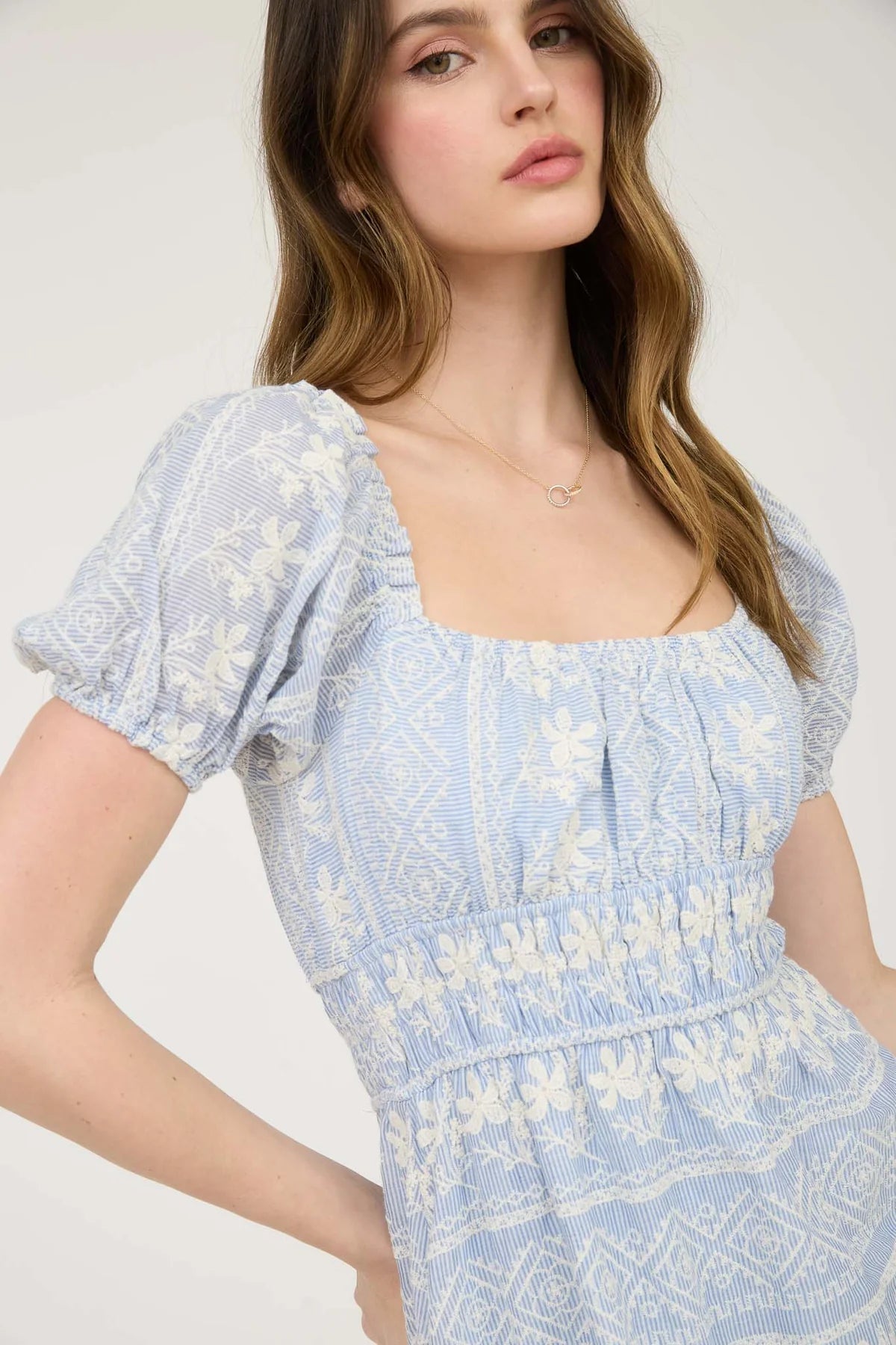 Floral Embroidery Pattern Dress