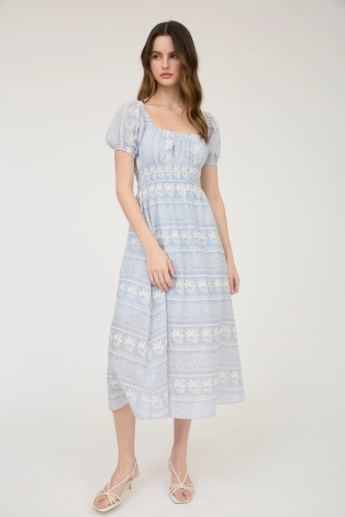 Floral Embroidery Pattern Dress