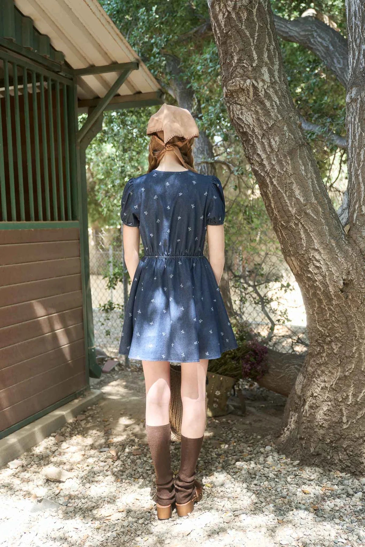 Bow Detail Denim Dress