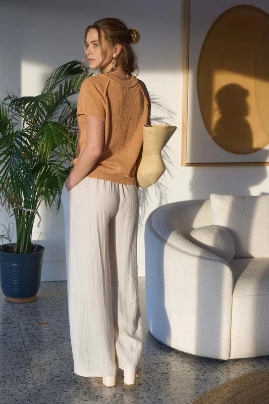 Exposed Seam V-Neck Sweater