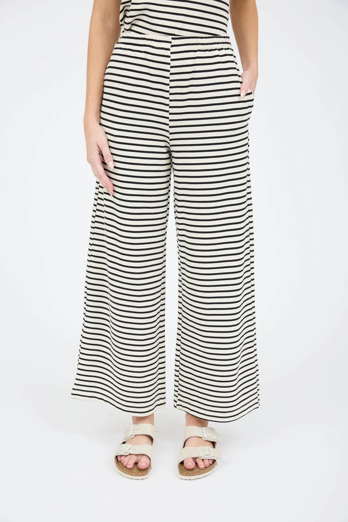 Striped Knit Wide Leg Pants
