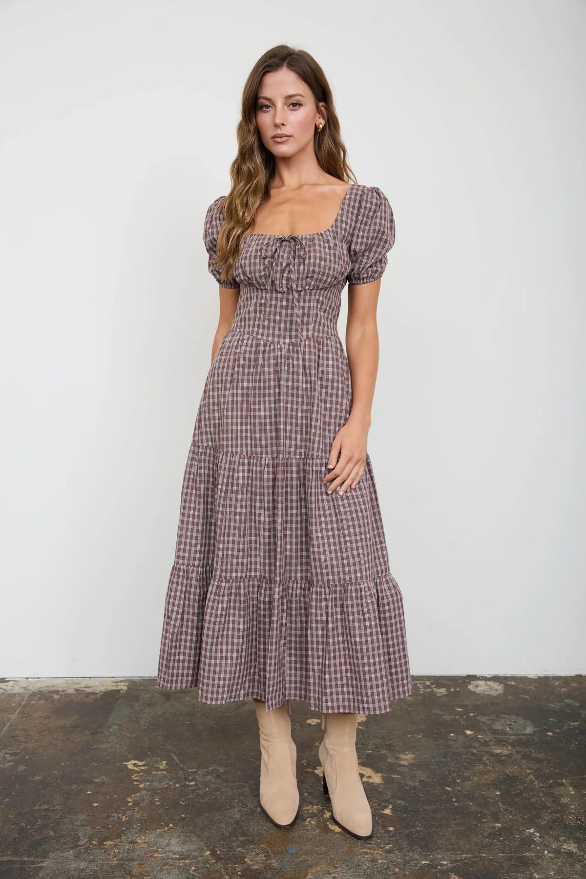 plaid corset dress Tiered M / MOCHA Satin convertible dress White Dress Shirt, Red 100% Polyester Fiber Size:UK 7 / EU 40 / US 9