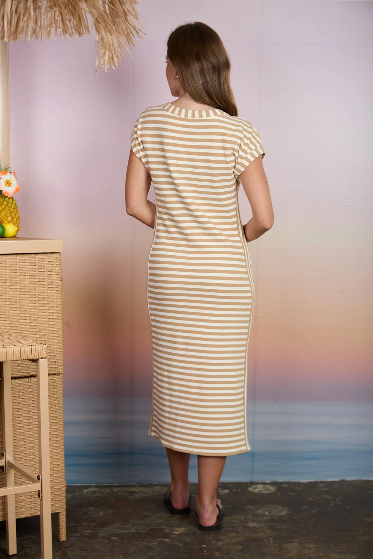 Sandy Stripes Midi Dress
