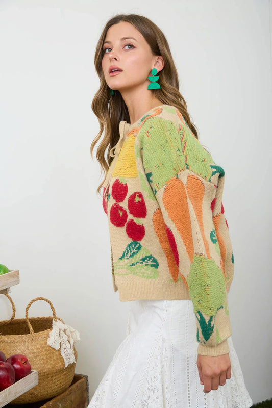 Veggie Print Cardigan
