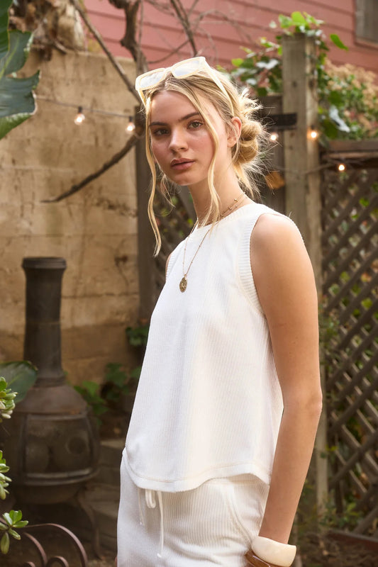 Back Button Knit Tank