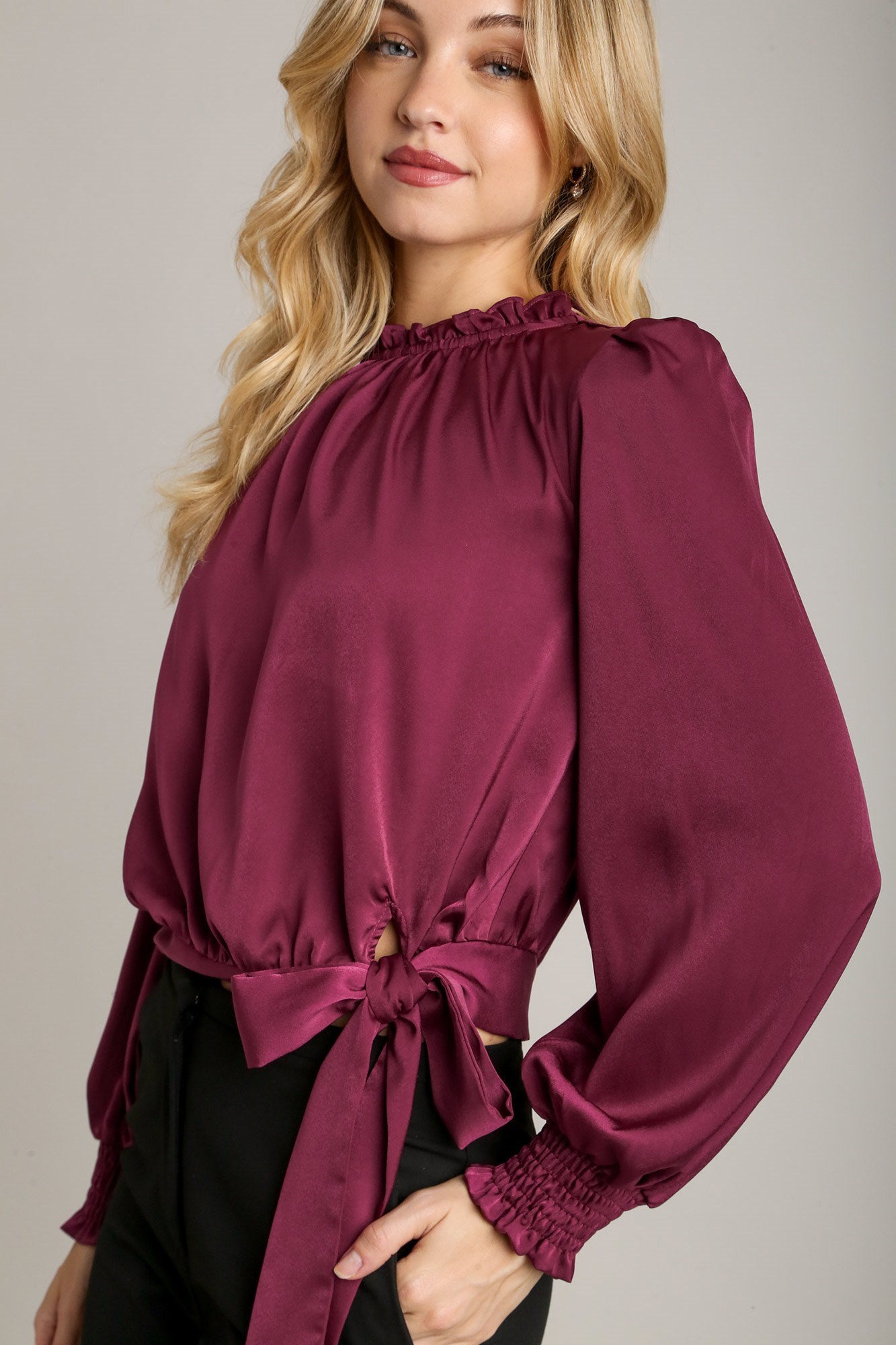 Side Tie Satin Top