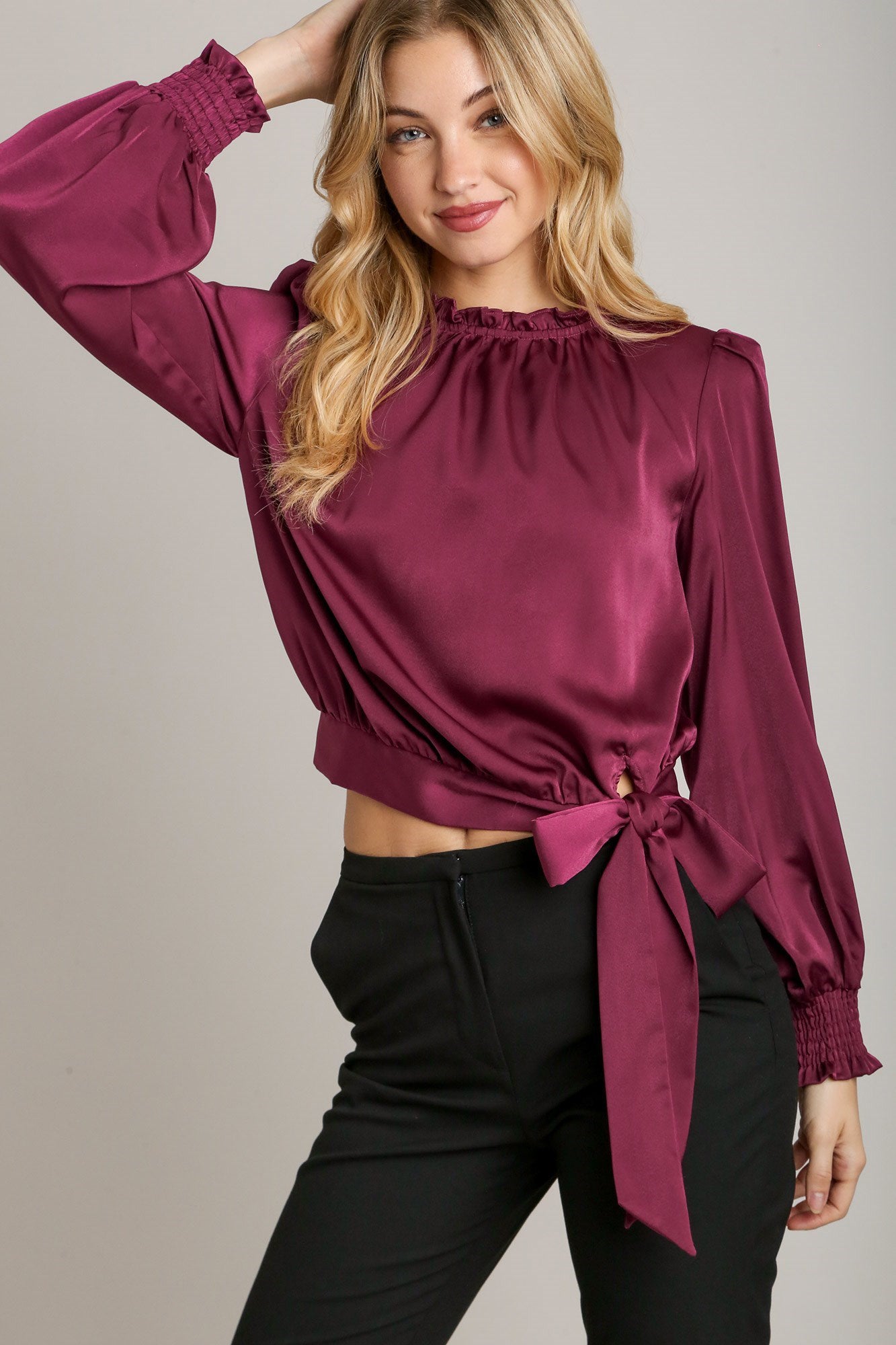 Side Tie Satin Top
