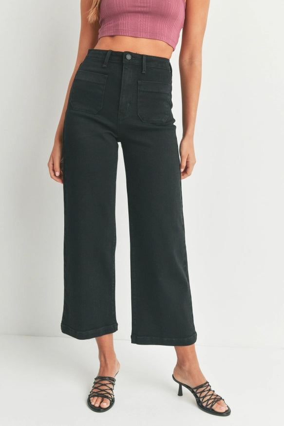 Wide Leg Patch Pocket Jeans