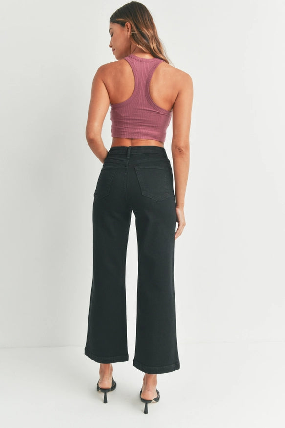 Wide Leg Patch Pocket Jeans