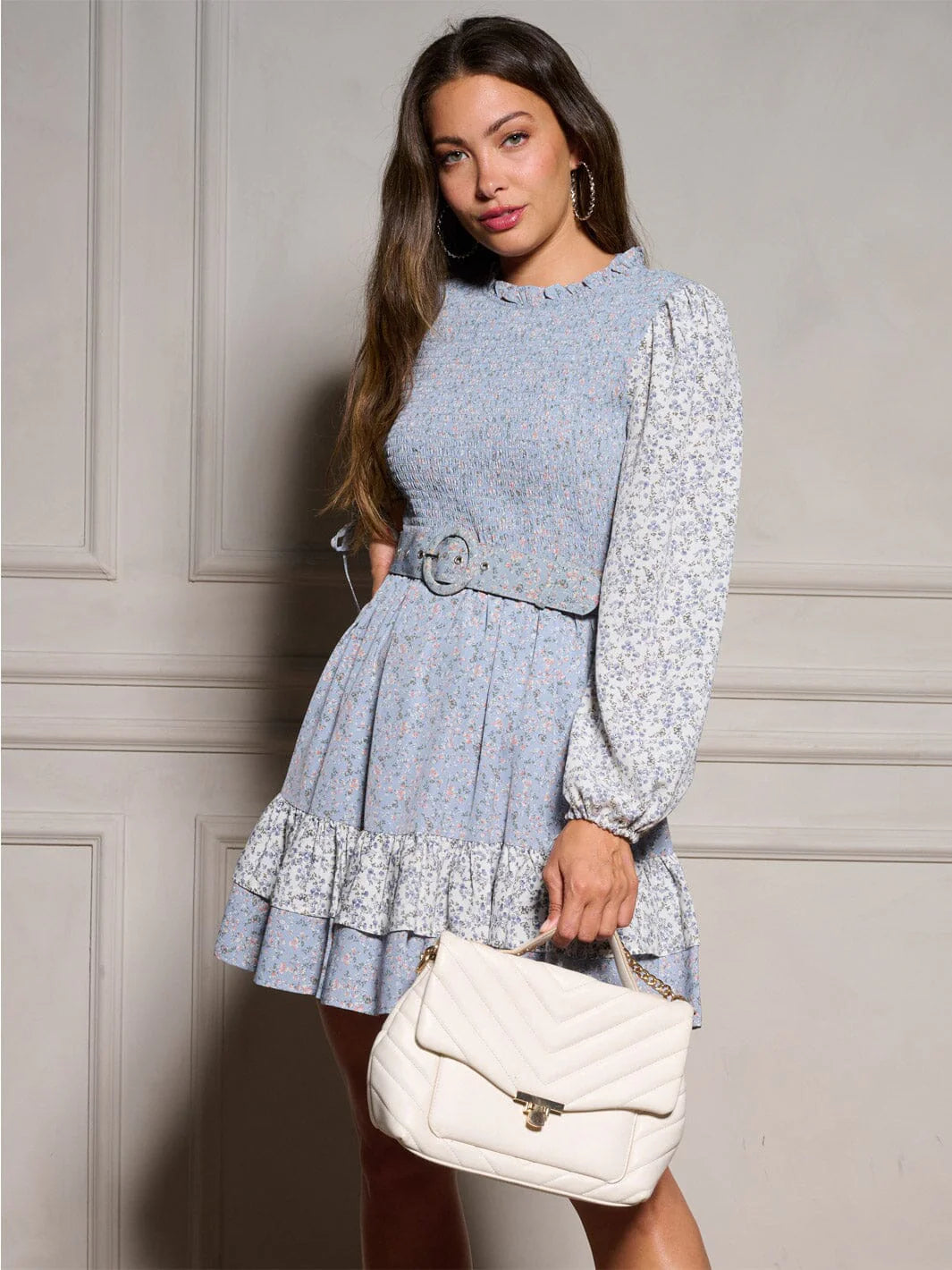Belted Tiered Mini Dress