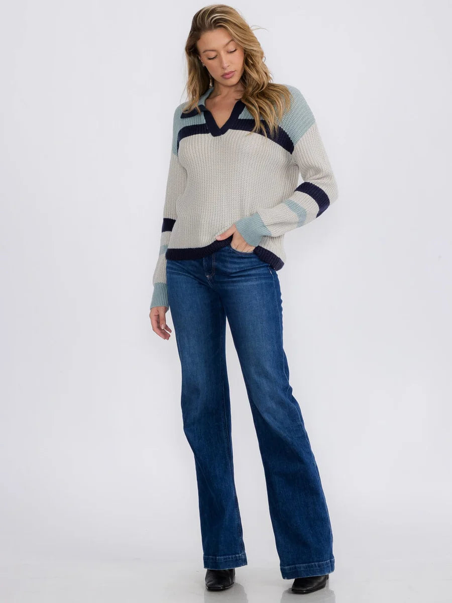 V-Neck Colorblock Sweater