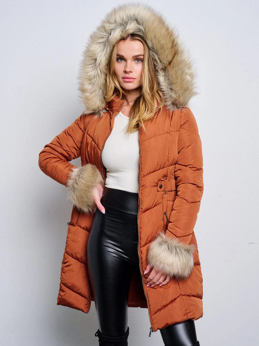 Puffer Hooded Sherpa Coat