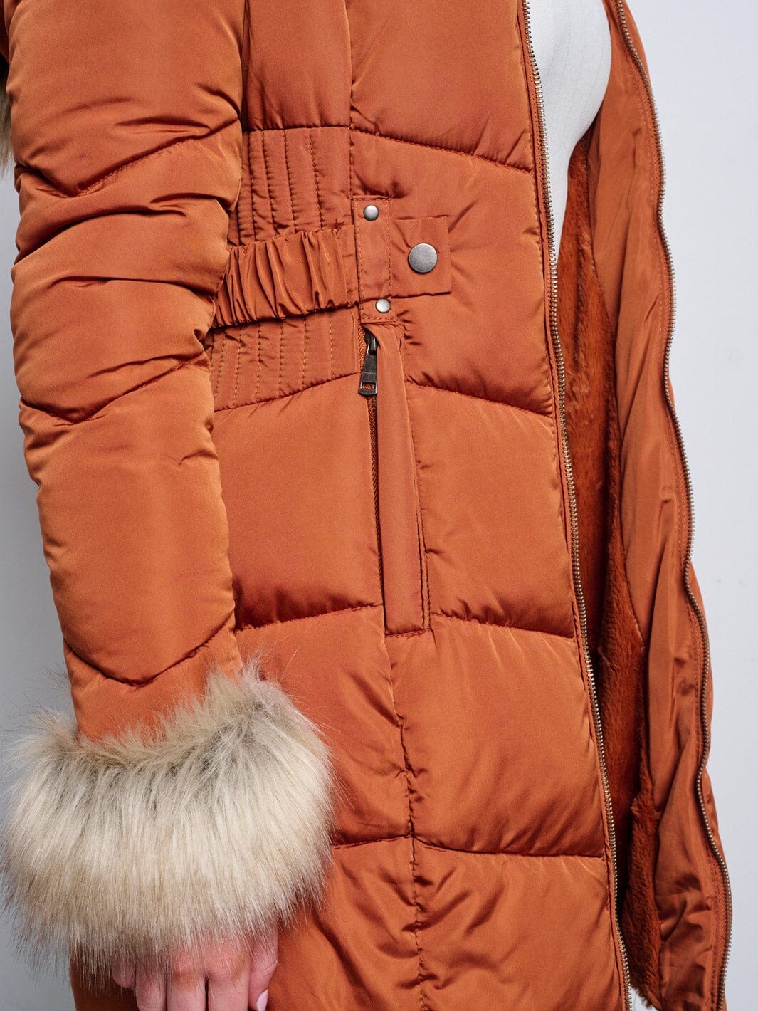 Puffer Hooded Sherpa Coat