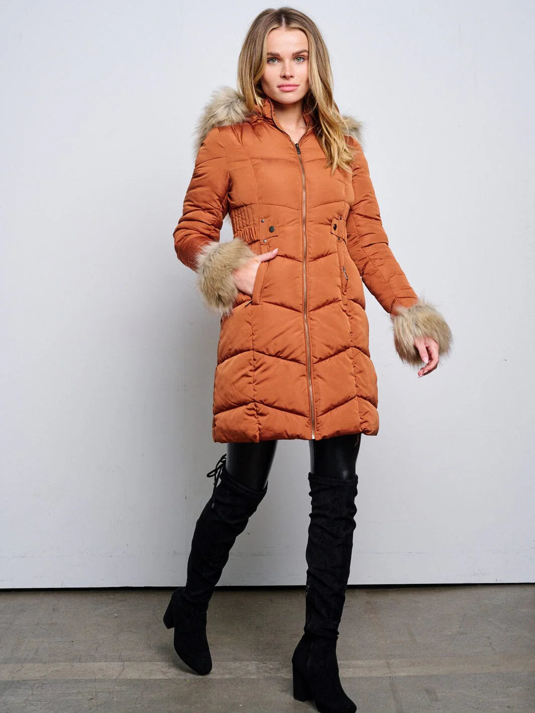 Puffer Hooded Sherpa Coat