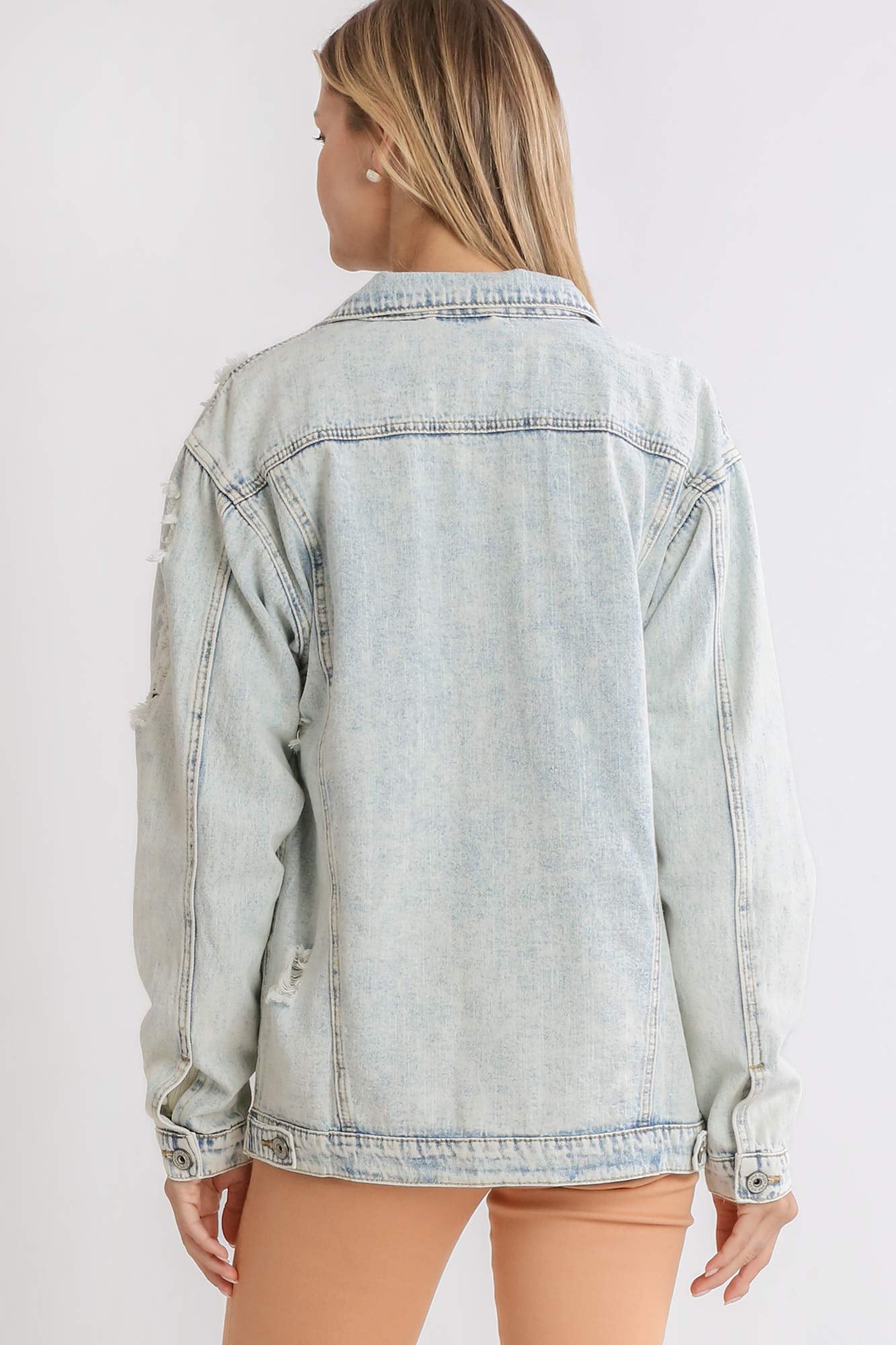 Acid Wash Distressed Denim Jacket