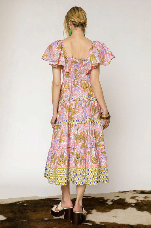 Ruffle Sleeve Smocked Dress